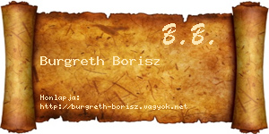 Burgreth Borisz névjegykártya